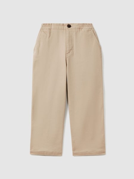Teen Elasticated Waist Cotton Blend Trousers in Stone (269193) | $90