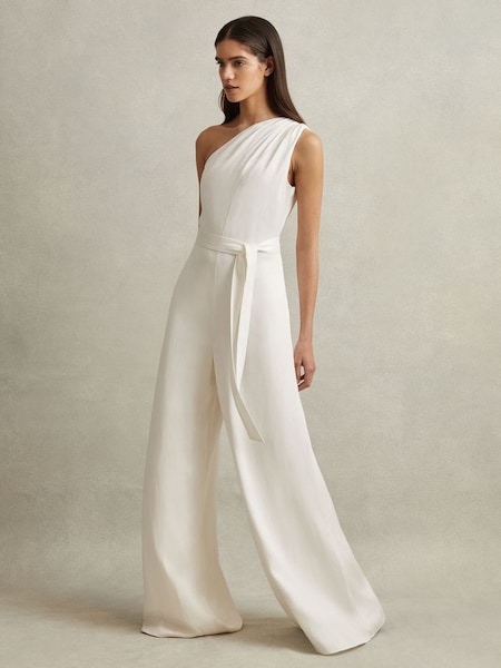 One-Shoulder Belted Jumpsuit in Ivory (269223) | CHF 575