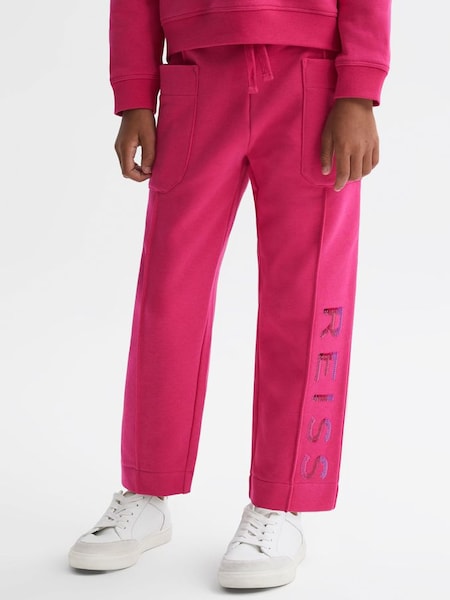 Junior Drawstring Front Seam Joggers in Bright Pink (282433) | €45