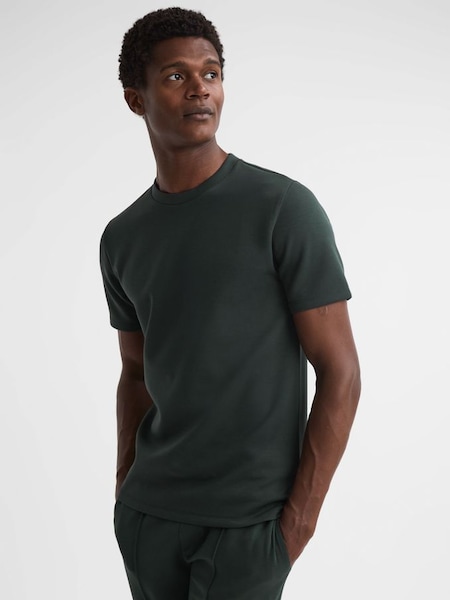 T-shirt à col ras du cou en jersey interlock, couleur émeraude (298534) | 67 €