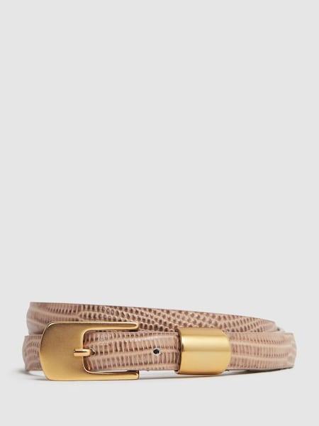 Leather Thin Belt in Blush (304841) | $110