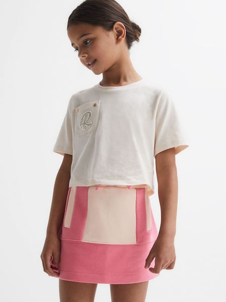 Junior Colourblock Cotton Drawstring Skirt in Pink (305776) | $38