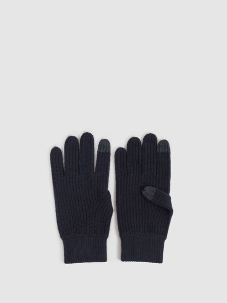 Merino Wool Ribbed Gloves in Navy (306464) | 70 €
