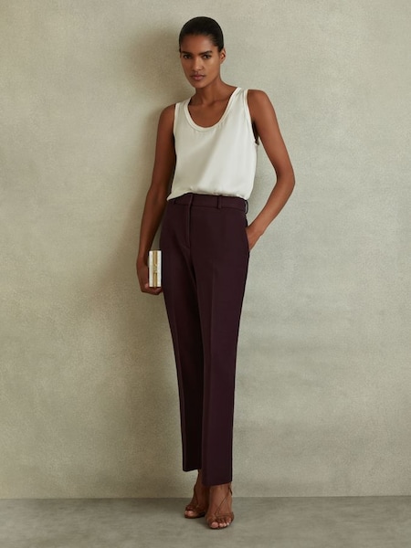 Slim Fit Suit Trousers in Berry (309665) | $160
