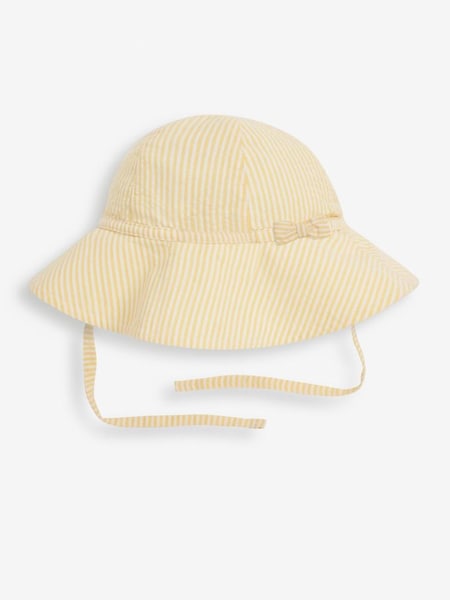 JoJo Maman Bébé Lemon Girls' Seersucker Stripe Floppy Sun Hat (310454) | $19