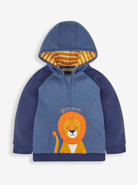 Boys' Triceratops Appliqué Hooded Sweatshirt in Navy Blue Lion (310525) | $42