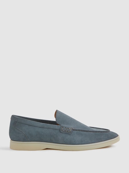 Suede Slip-On Loafers in Light Blue (319310) | $290