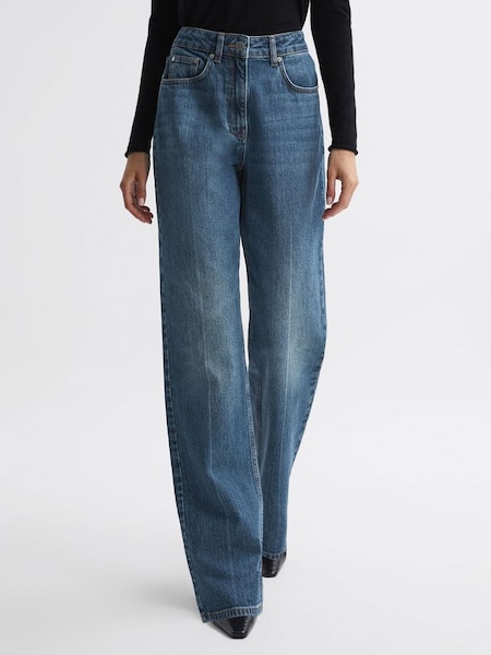 High Rise Straight Leg Jeans, Mittelblau (320353) | 124 €