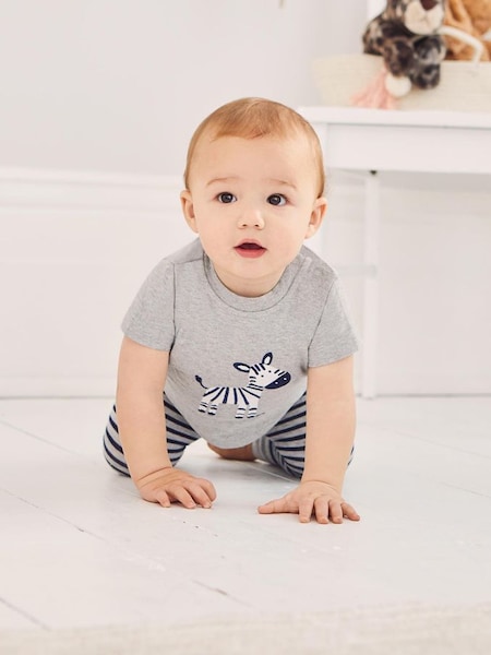 Zebra Appliqué Baby T-Shirt in Marl Grey Zebra (328186) | $7