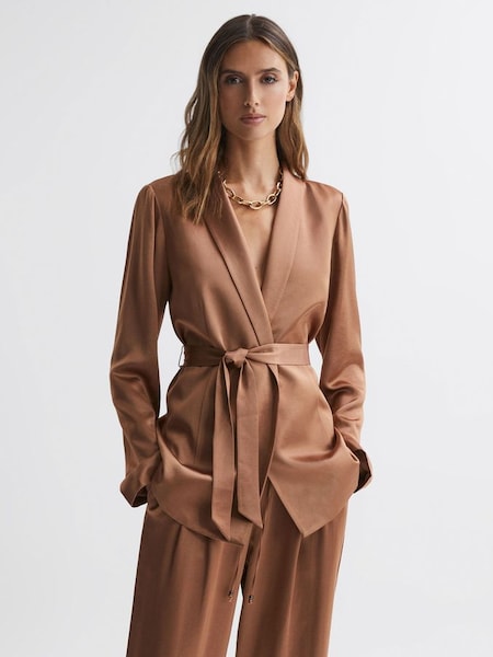 Paige Belted Single Breasted Suit Blazer in Camel (334747) | €354
