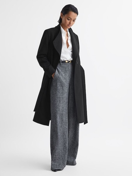 Tailored Wool Blend Longline Coat in Black (338720) | CHF 358