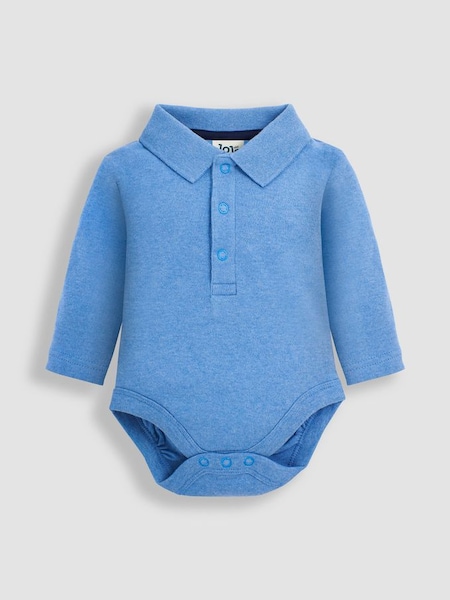 Blue Plain Long Sleeve Polo Shirt Body (346494) | $22