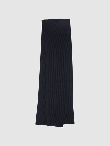 Écharpe côtelée couleur bleu marine en laine mérinos (350627) | 95 €