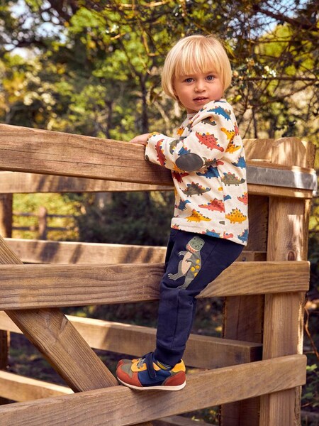 Boys' Dino Appliqué With Pet In Pocket Joggers in Navy Blue Dinosaurs (351000) | $31