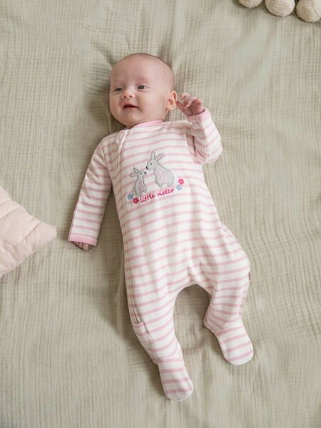 Little Sister Embroidered Zip Sleepsuit in Pink (364112) | €21