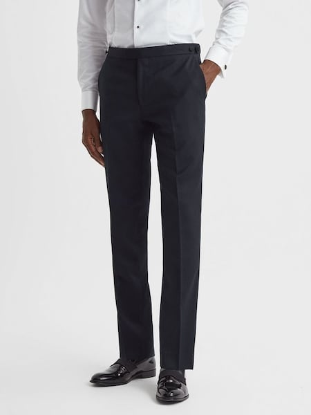 Modern Fit Jacquard Trousers in Navy (372446) | SAR 625