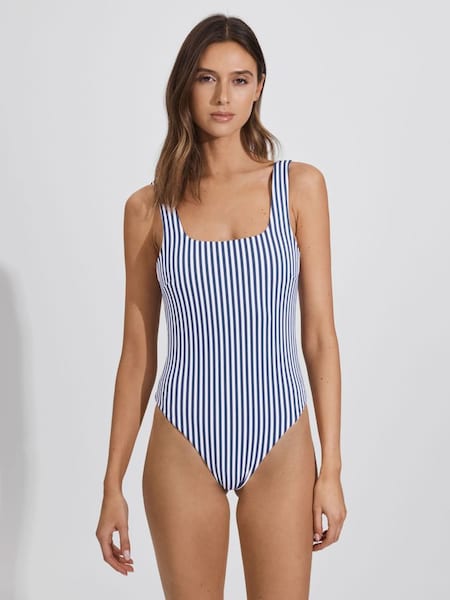 FELLA Striped Swimsuit in Blue Stripe (374890) | $380