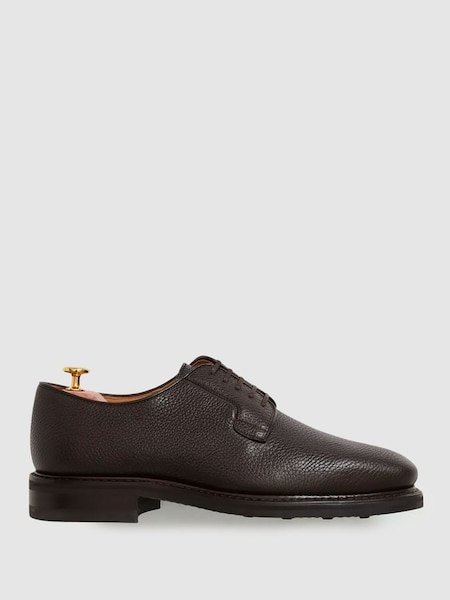 Oscar Jacobson Grained Leather Lace Up Shoes in Dark Brown (374990) | CHF 530