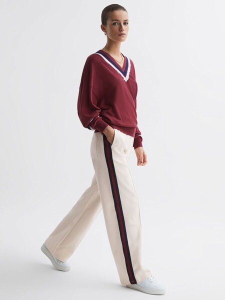 The Upside Wide Leg Side Striped Joggers in White (384265) | €150