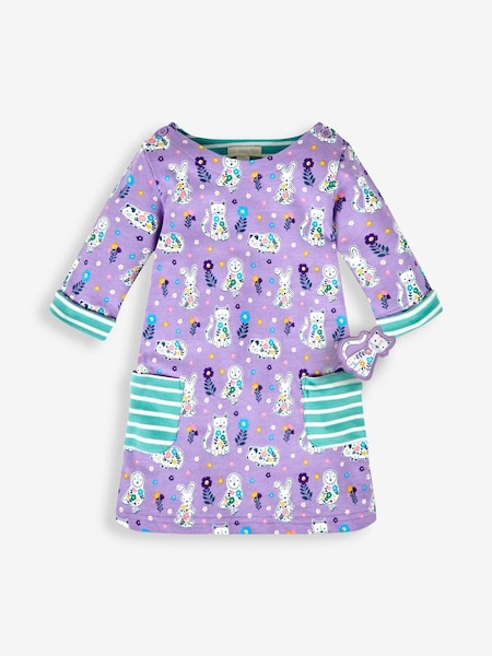 Girls' A-Line Dress in Lilac Purple Animals Floral (384948) | $21