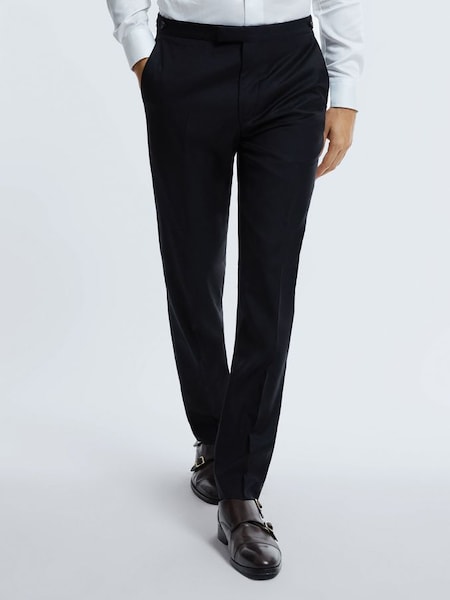 Atelier Wool-Cashmere Slim Fit Adjustable Trousers in Midnight Navy (393584) | $610