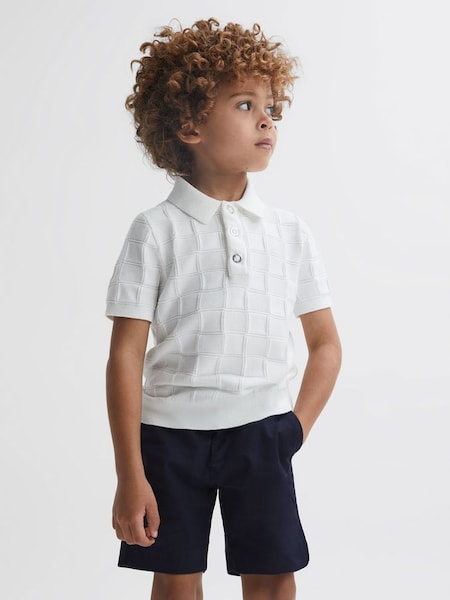 T-shirt polo junior en coton à boutons-pression blanc (394528) | 43 €