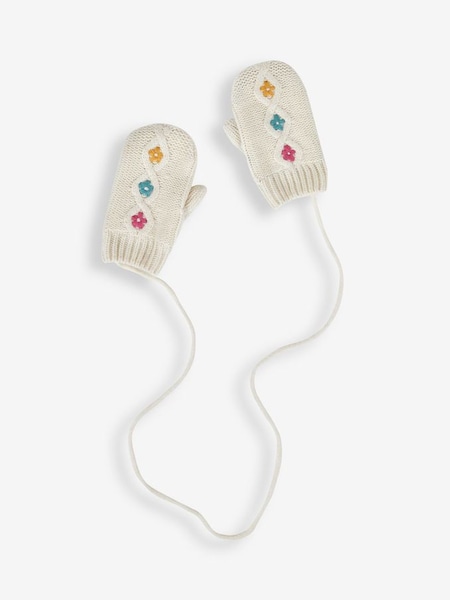 Cream Floral Embroidered Cable Mittens (410805) | €16.50