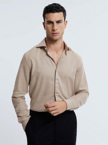 Atelier Italian Cotton Cashmere Shirt in Taupe (411148) | $395