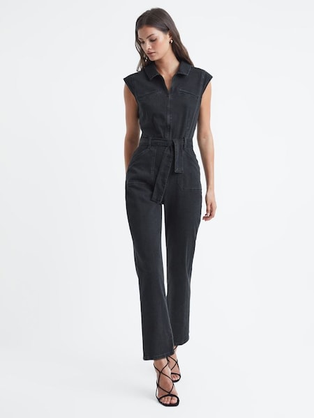 Paige Belted Jumpsuit in Black Dove (412517) | €223