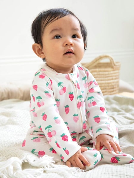 Pink Print Zip Cotton Baby Sleepsuit (412741) | €26