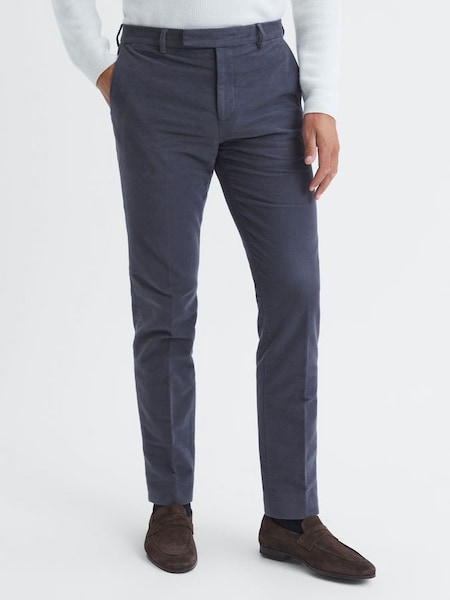 Slim Fit Moleskin Trousers in Airforce Blue (422361) | $160
