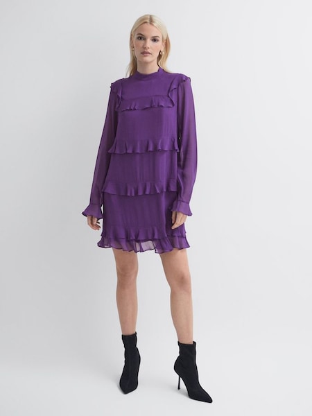 Florere Tiered Mini Dress in Dark Purple (427415) | SAR 454
