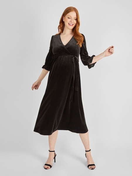 Black Velvet Wrap Maternity & Nursing Dress (435276) | €24