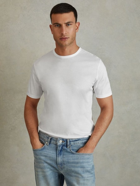 T-Shirt aus Baumwolle mit Rundhalsausschnitt, Weiß (442213) | 125 €
