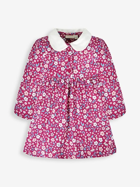 Girls' Peter Pan Dress in Berry Pink Mouse Floral (476116) | $38