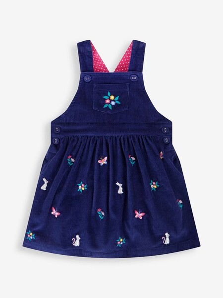 Navy Girls' Mouse Floral Embroidered Cord Pinafore Dress (482087) | €21.50