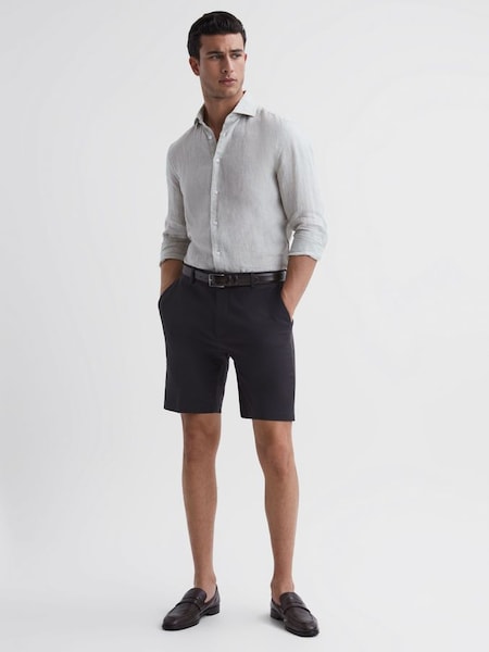 Cotton Blend Chino Shorts in Blue (516554) | CHF 91
