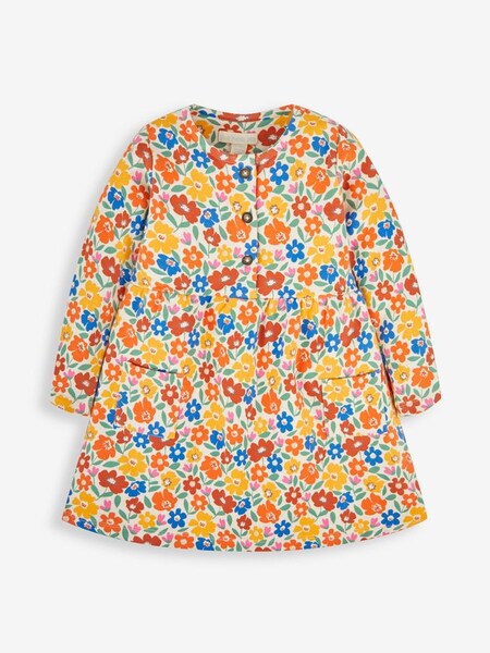 Flower Print Button Front Dress in Natural (519853) | $35