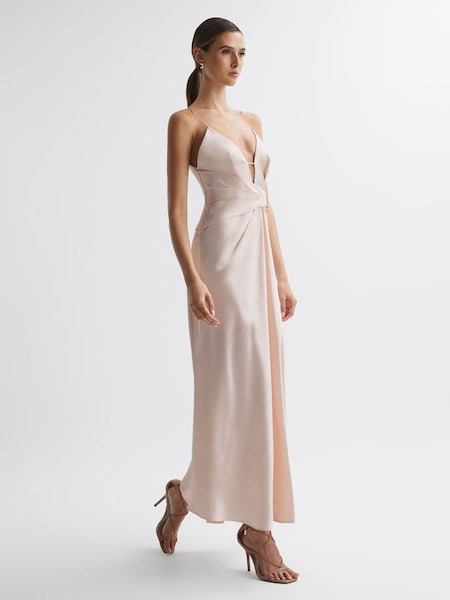 Acler - Diepuitgesneden lange jurk in parelroze (519912) | € 585