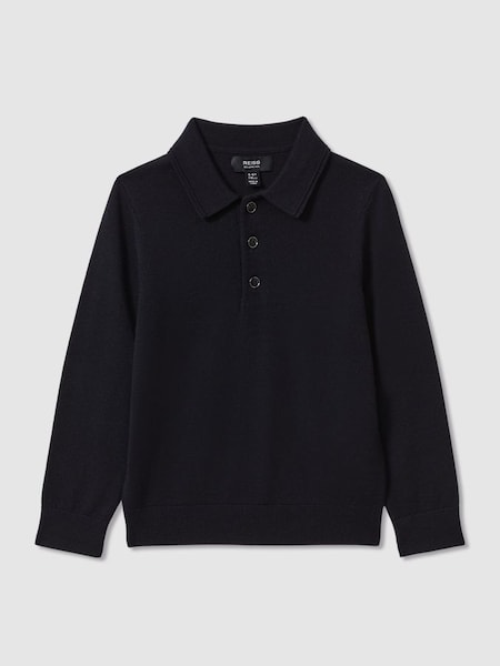 Junior Merino Wool Polo Shirt in Navy (521630) | CHF 50