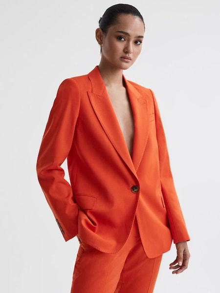 Blazer de costume droit ajusté en laine mélangée orange (521915) | 155 €