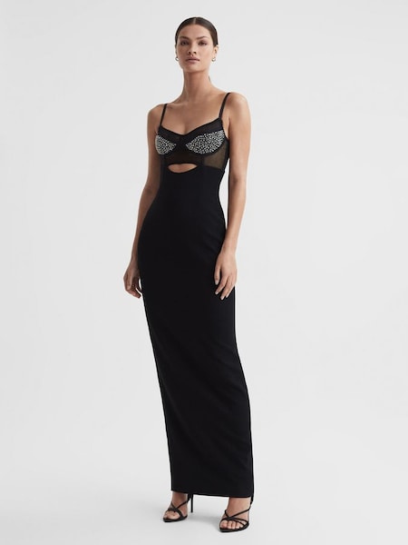 Rachel Gilbert Embellished Corset Maxi Dress in Black (526714) | $1,150