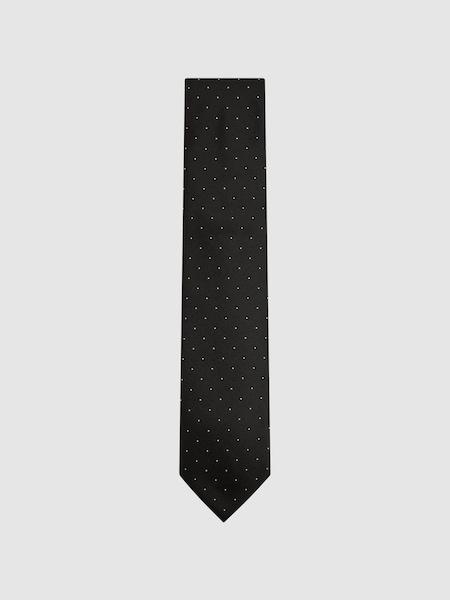Silk Polka Dot Tie in Black (530506) | CHF 70
