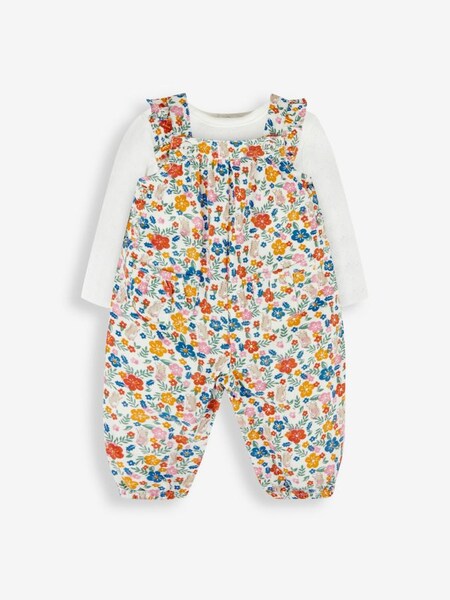 Mole Floral Print Cord Dungarees & Top Set in Cream (533027) | $46