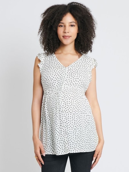 Spot Frill Sleeve Maternity Blouse in White (536642) | €17.50