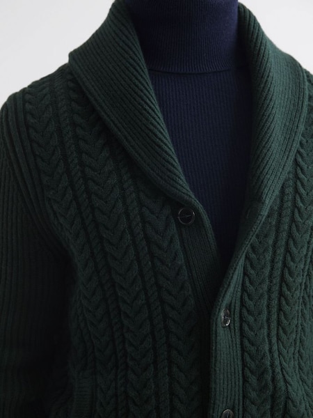 Cable Knitted Cardigan in Forest Green (537944) | $159