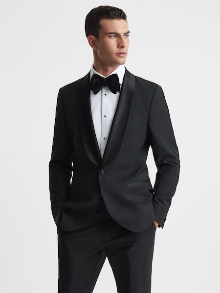 翻领领口现代剪裁黑色单排扣燕尾服外套 (538372) | HK$4,930
