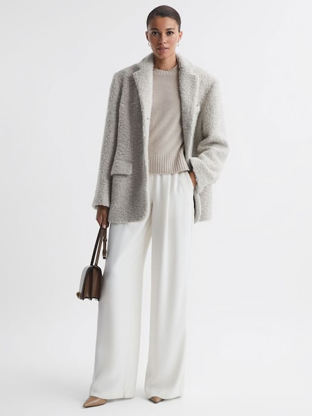 Meotine Wool Single Breasted Coat in Grey (539037) | €396
