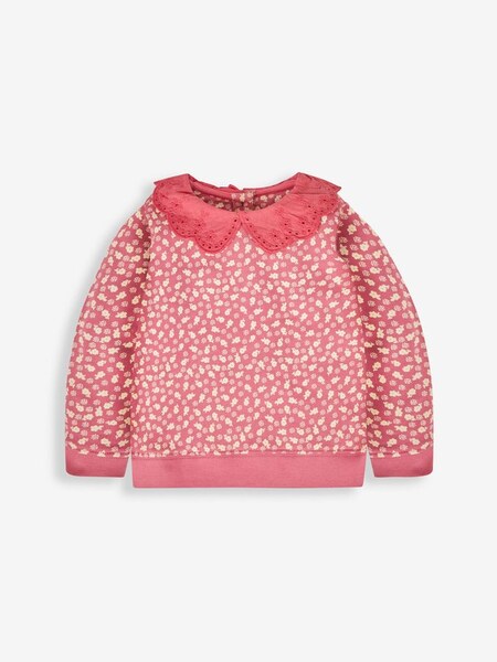 Woodland Floral Sweatshirt With Broderie Collar in Rose (539798) | €19