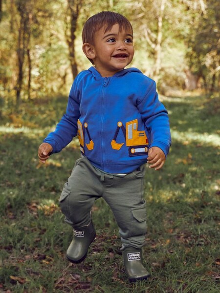 Denim Blue Digger Appliqué Reversible Hoodie With Pet In Pocket (542660) | €21.50